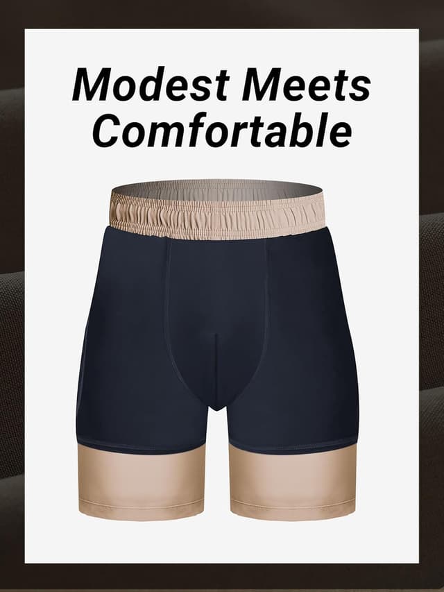 Detalle 2 de Arcweg men’s 2-in-1 swim trunks with compression liner, quick-dry stretch and zip pockets