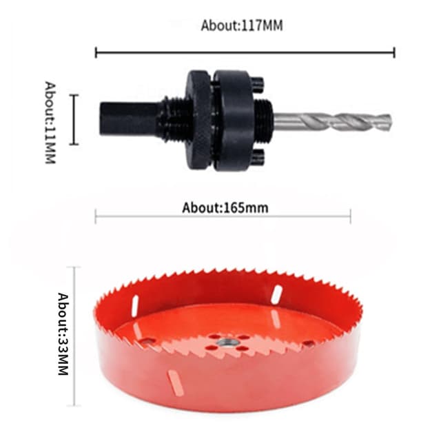 Detalle 2 de LAIWEI 6.5 Inch (165mm) Hole Saw with A2 Heavy Duty Arbor for Thin Sheet Metal