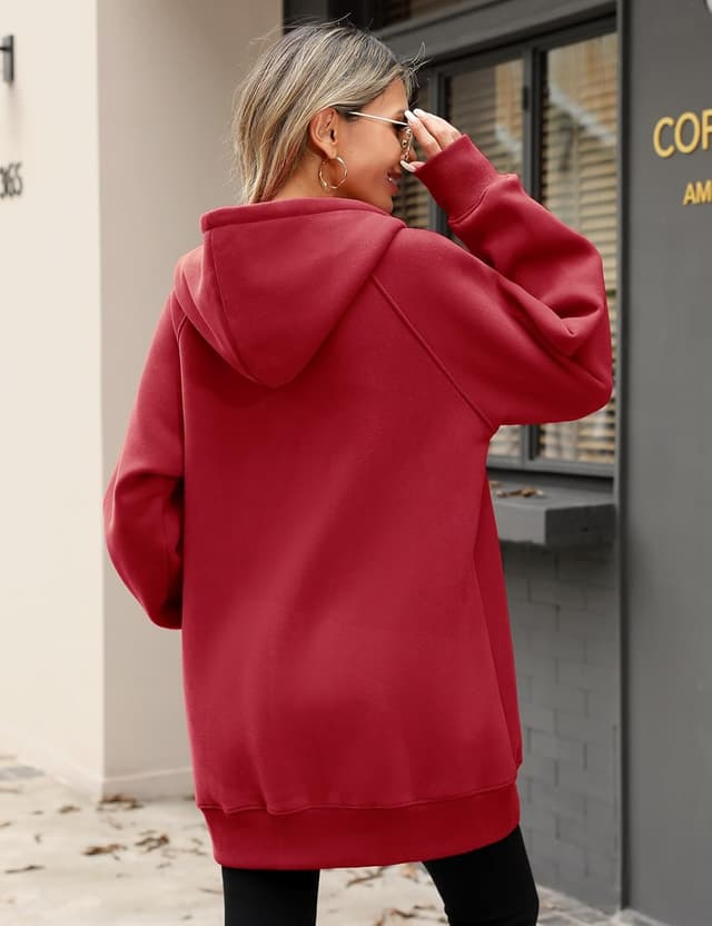 Detalle 2 de Vancavoo felpa donna con zip e cappuccio, giacca in cotone con manica lunga