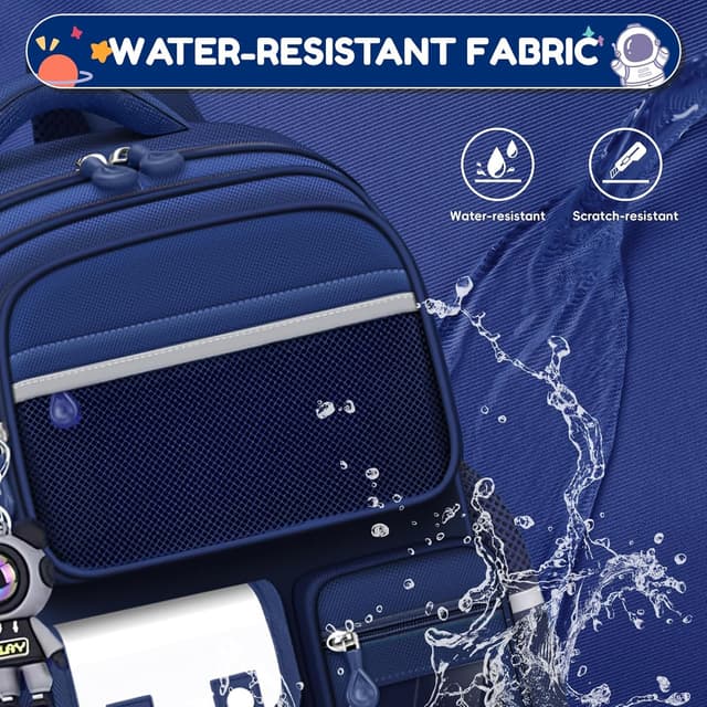 Detalle de Amythe Cartable Garçons Primaire (CE2 à CM2) – Sac à dos 7 compartiments bleu avec bandes réfléchissantes