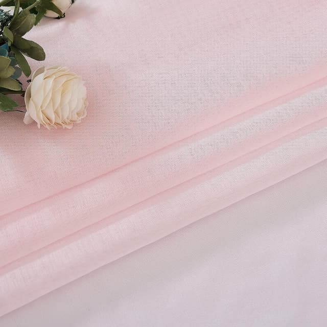Detalle 2 de EMEMA 2er-Set Sheer Voile-Gardinen mit Ösen, transparentes Polyester, 140 x 215 cm (B x H), rosa