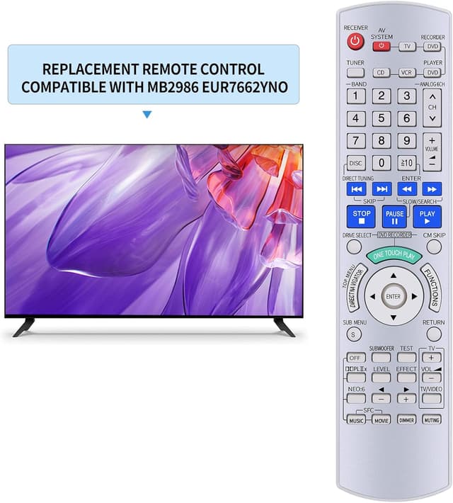 Detalle 2 de TCNOUMT EUR7662YN0 replacement remote for Panasonic audio receivers and stereo systems