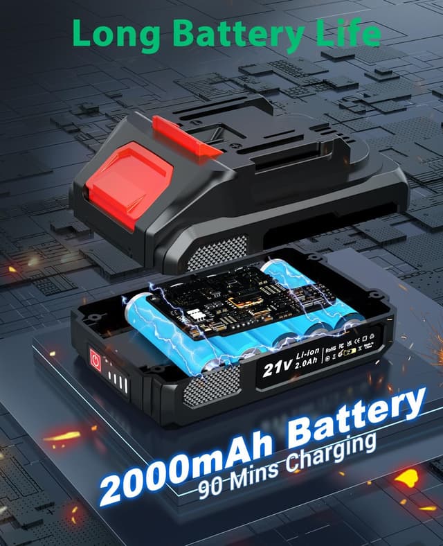 Thumbnail 2 de CEEIGOO Akkuschrauber Bürstenlos 21V 2000mAh