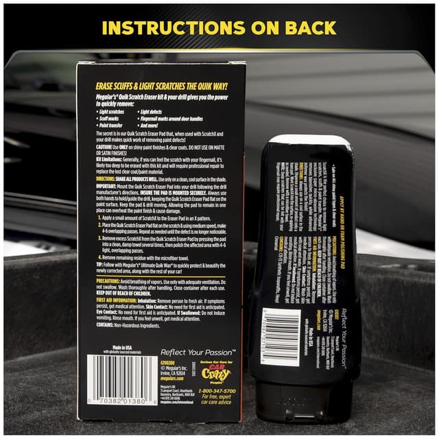 Thumbnail 6 de Meguiar’s Quik Eraser Kit (ScratchX) Drill-Mounted Pad Scratch Remover for Clear Coats, 4 Count