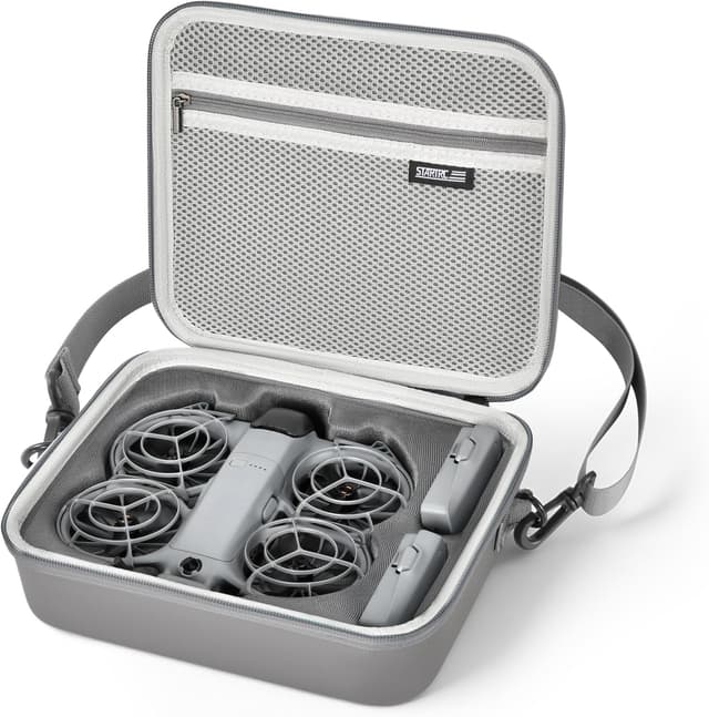 Detalle de STARTRC Neo 2 Tasche – tragbare PU-Umhängetasche für DJI Neo 2 und Akku-Zubehör