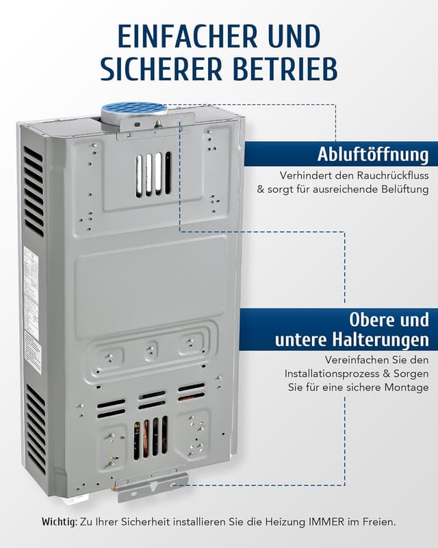 Detalle de CO-Z LPG Gasdurchlauferhitzer 10L Warmwasserbereiter (27–60 °C, 17 kW)