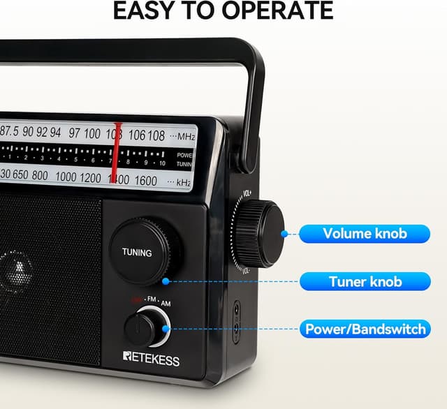 Thumbnail 4 de Retekess TR633 radio portatile AM/FM con jack per cuffie