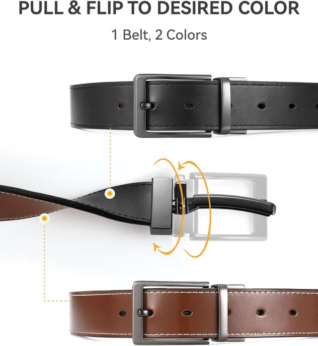 Detalle 2 de Mens reversible leather belt 1 3/8 inch