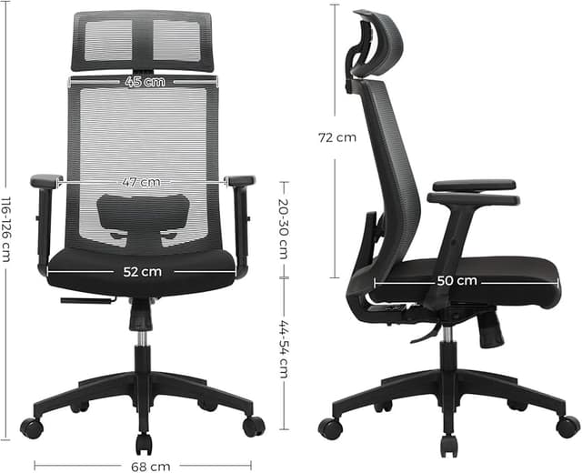 Detalle de SONGMICS Silla de Oficina de Malla 🪑 Con soporte lumbar y ajustable