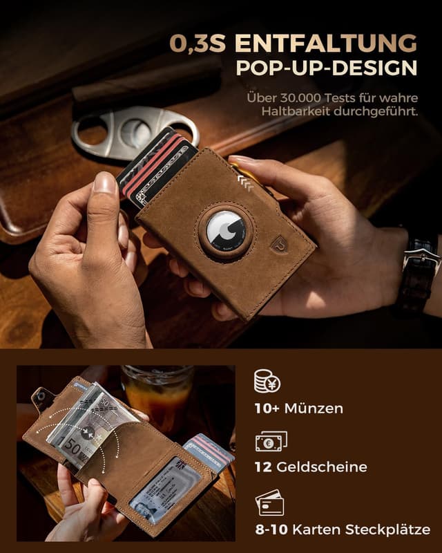 Thumbnail 4 de LORZOR AirTag Wallet Slim Wallet 10+ Münzen