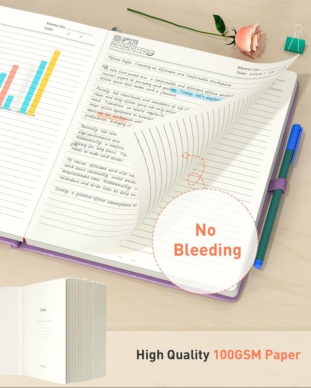 Detalle de Smarpau 320 Pages B5 College Ruled Notebook (Purple) with Index Tabs and 100gsm Paper