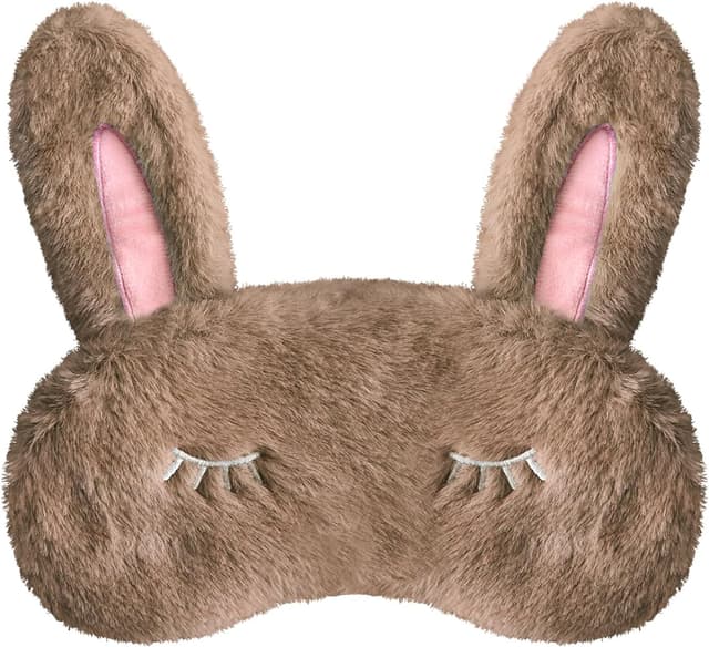 Detalle de VerteLife Sleep Mask Cute Bunny 3D Animal Eye Mask (Soft Plush Blindfold, Brown)