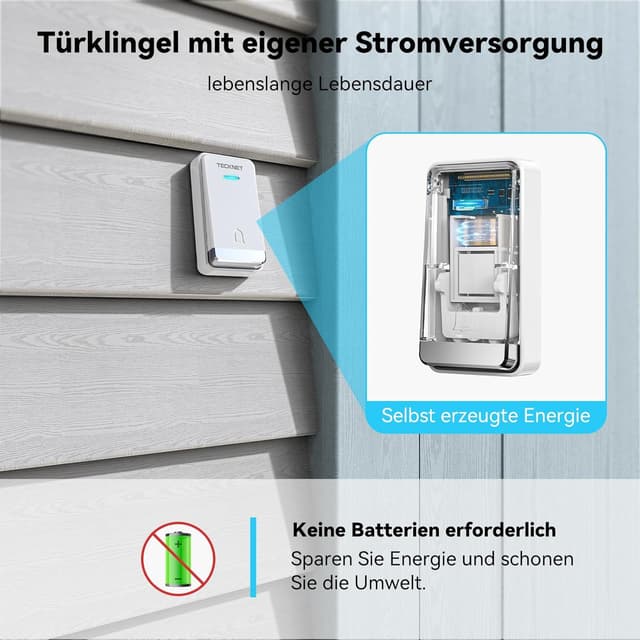 Detalle de Kabellose Türklingel 32 Melodien TECKNET 400 m