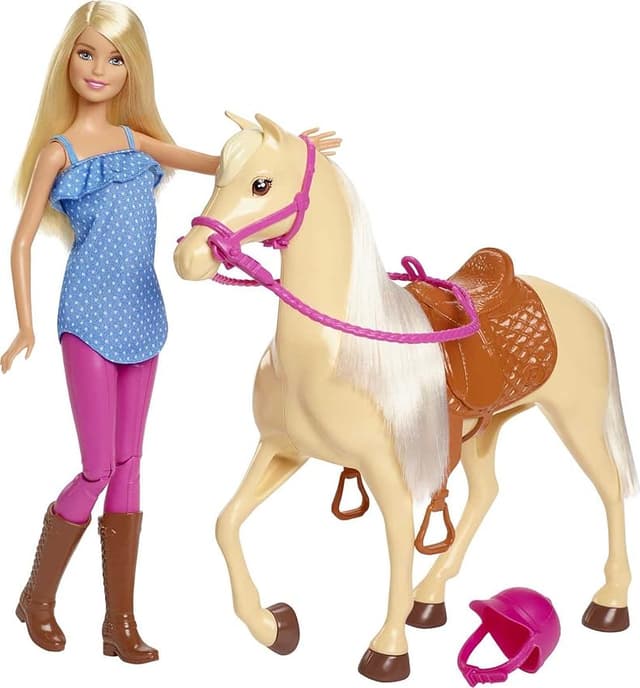 Detalle de Barbie Muñeca de Equitación con Caballo y Accesorios 🐴