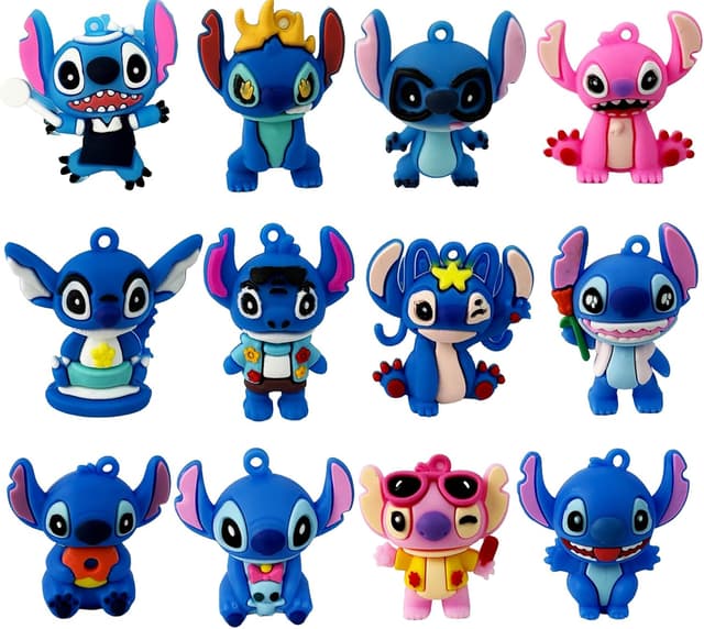 Detalle de 12-Piece Stitch & Lilo Collectible Figure Set for Birthday Party Favors & Home Decor