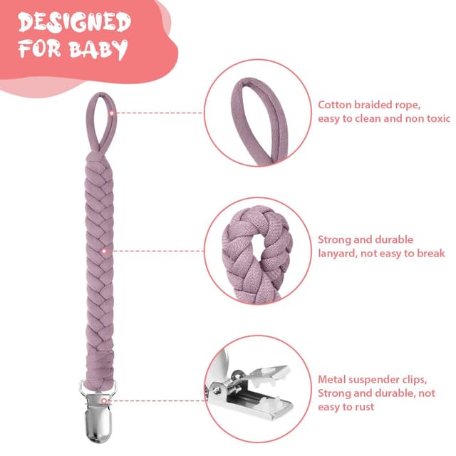 Detalle de Schnullerkette 4er Set aus Baumwolle