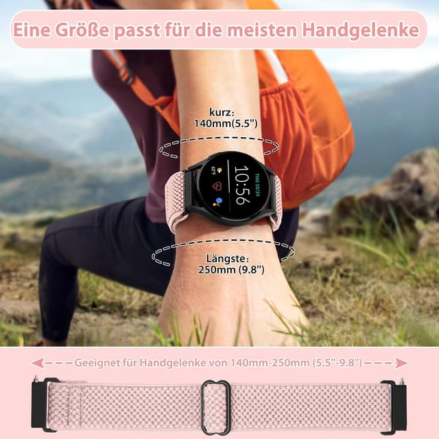 Detalle de SHIJZWD elastisches Uhrenarmband mit Schnellverschluss (Nylon, 16–24 mm) – verstellbare Sport-Loop