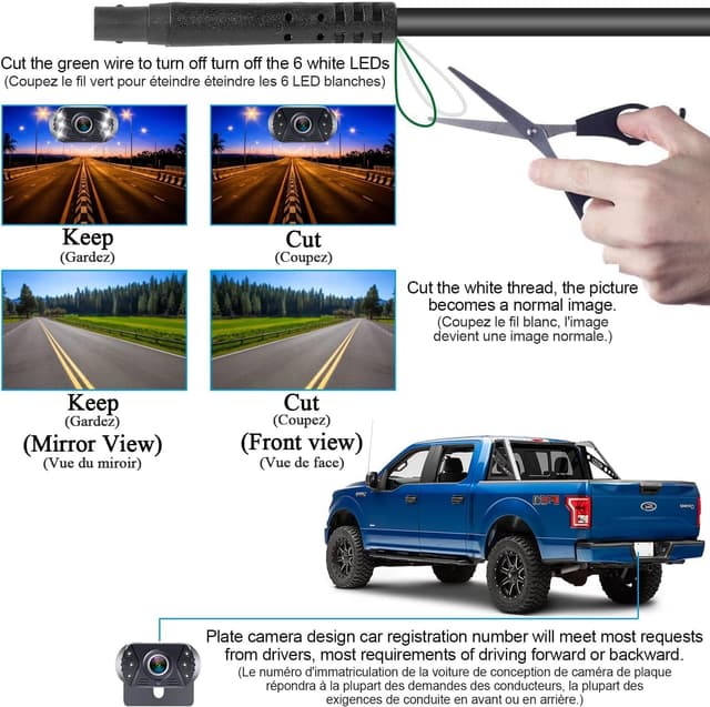Thumbnail 6 de Tomoia T1 Plug-and-Play Reversing Camera Kit with 4.3 inch Monitor, HD 1080P Colour Night Vision and DIY Guide Lines
