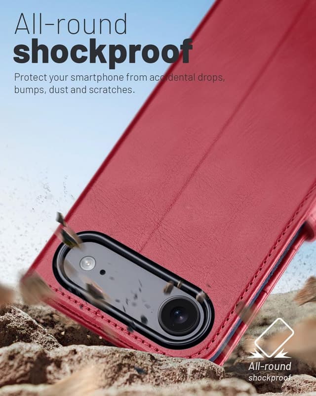 Detalle de OCASE Hülle für iPhone Air 5G mit Kartenfach, Magnet, RFID-Blocker und Ständerfunktion