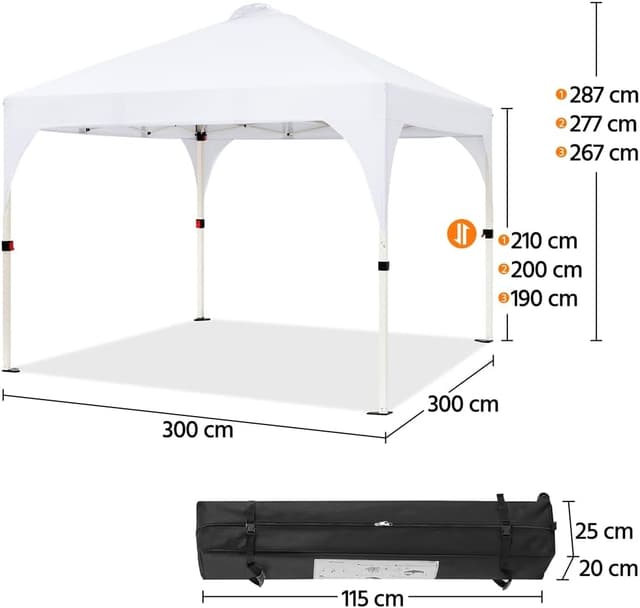Thumbnail 3 de Yaheetech Carpa plegable 3x3m Blanco