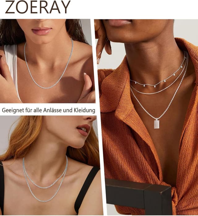 Detalle 1 de ZOERAY Silberkette Damen 925 16 inch