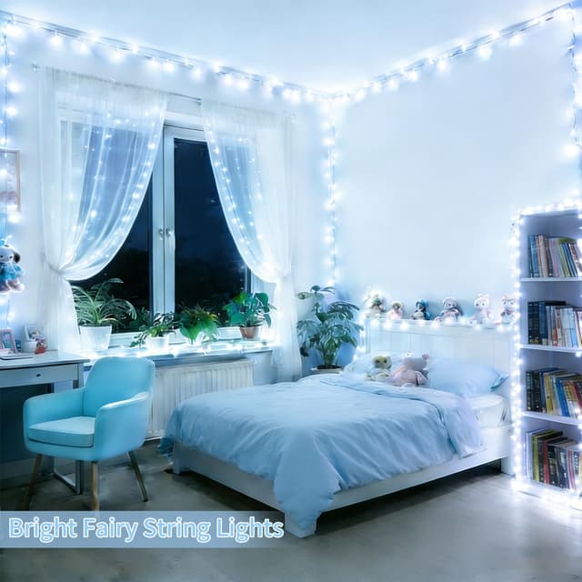 Detalle de 120M 1000 LED Outdoor Fairy Lights Plug-in with Remote Timer, Waterproof IP44, 8 Modes – Cool White