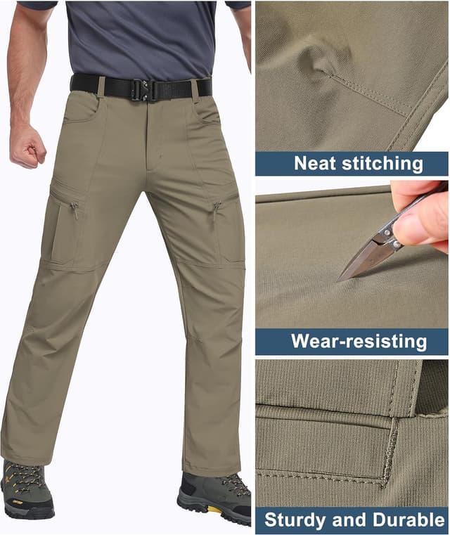 Detalle de Mens Waterproof Hiking Pants Cargo Work Pants with 6 Pockets (Lightweight Nylon Quick-Dry)