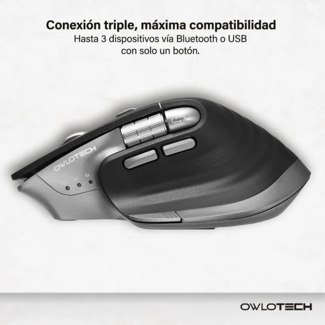 Detalle de Owlotech MS900 Ratón wireless negro con rueda lateral 🖱