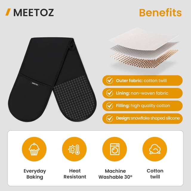 Detalle de MEETOZ oven gloves 260°C heat resistant