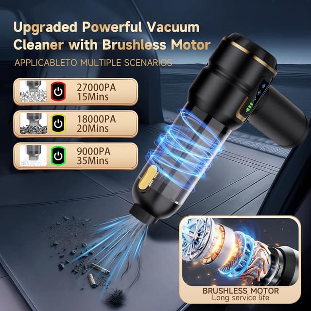 Detalle 2 de Lyiazsoy Car Vacuum Cleaner 27,000PA cordless