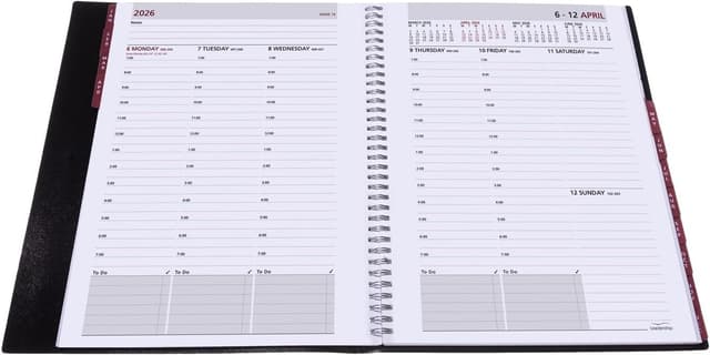 Detalle 2 de Collins Leadership 2026 A5 12-Month Year Planner (Week-to-View, Hourly Appointments) - Black