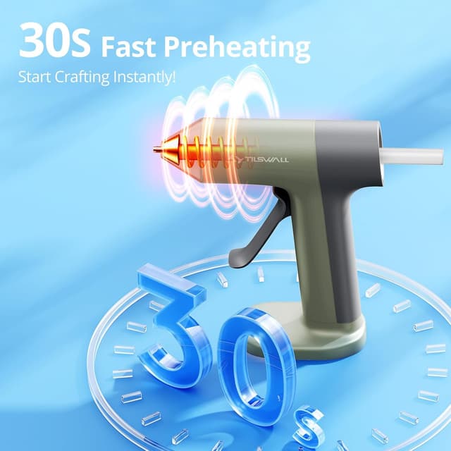 Detalle 2 de Tilswall 4V Cordless Hot Glue Gun Kit (USB-C Rechargeable) with 20 x 7x140mm Glue Sticks