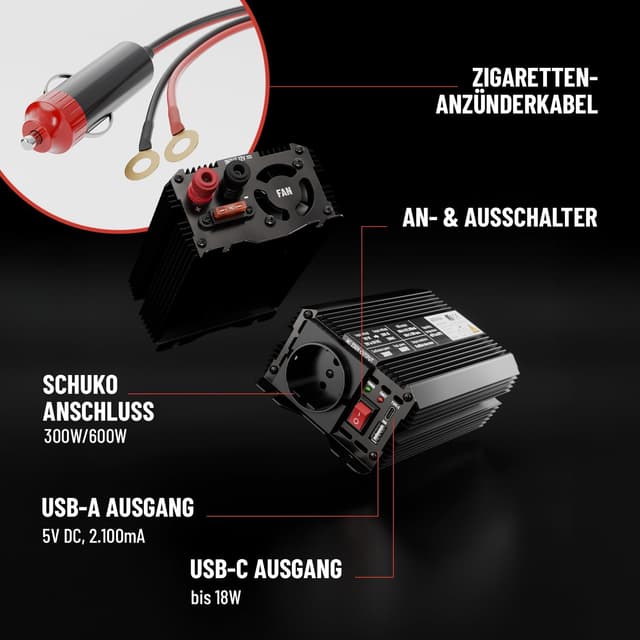 Thumbnail 4 de ABSINA Wechselrichter 12V auf 230V 300W