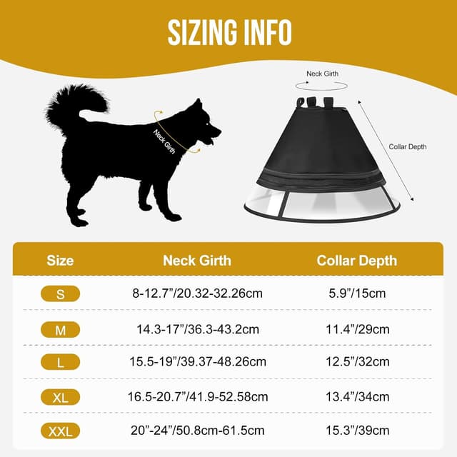 Detalle 2 de OneTigris Adjustable Dog Recovery Cone Collar (Soft Alternative Elizabethan Collar) – Black, Large