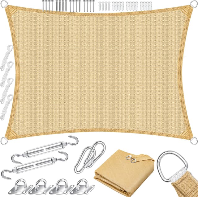 Detalle de KESSER® Sonnensegel HDPE Windschutz wasserabweisend – Rechteck 4x6 m, 5-fach quer vernäht