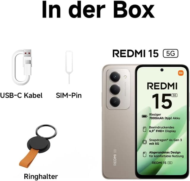 Detalle de Xiaomi Redmi 15 5G (8+256 GB) – 6,9" FHD+ DotDisplay mit 144 Hz, Snapdragon 6s Gen 3 und 50 MP Kamera