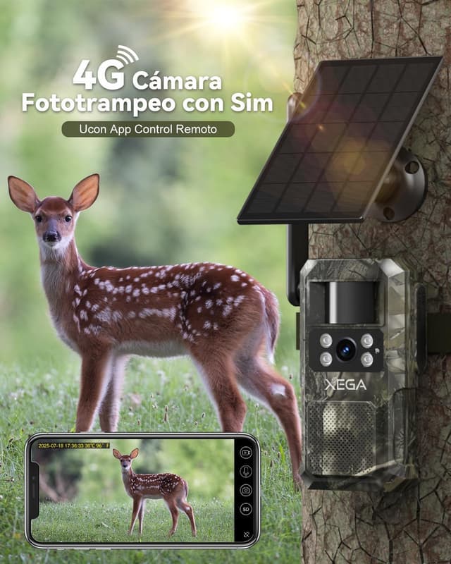 Detalle 2 de Xega 4G LTE Cámara de Caza Solar 7800 mAh