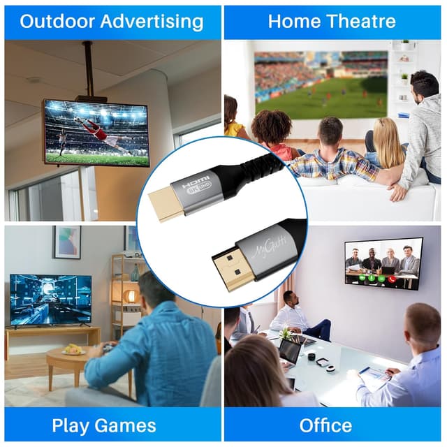 Detalle de Mygatti HDMI 2.1 8K Ultra High Speed Kabel, 0,5 Meter (zertifiziert) – 2er-Set für 4K@120Hz/8K@60Hz, eARC, HDR10+