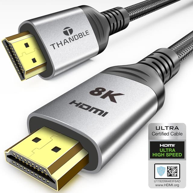 Detalle de THANDBLE 10K 8K HDMI 2.1 Cable (6.6 ft, 48Gbps) for 8K@60Hz, 4K@120Hz, eARC & DTS:X