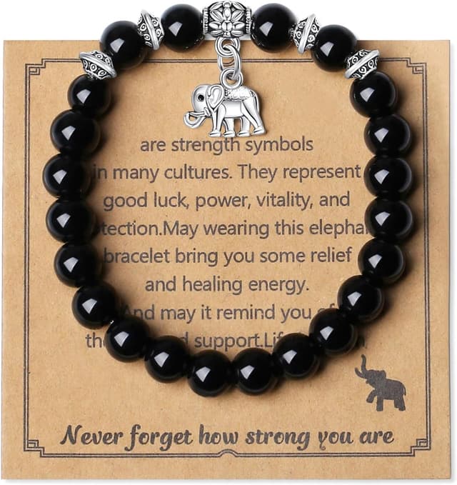 Detalle de XIANNVXI Elephant Bracelet 8mm Obsidian