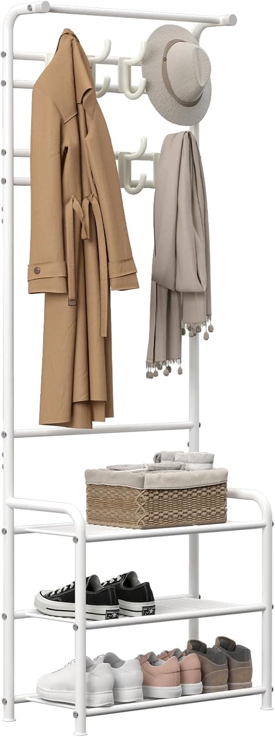 Detalle de Innotic Appendiabiti con scarpiera e 3 livelli d’appoggio (16 ganci rimovibili) bianco