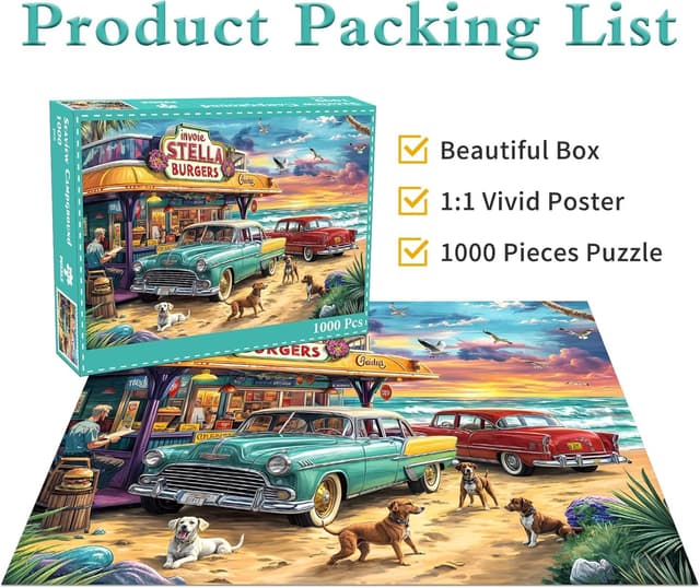 Detalle de Puzzle 1000 Teile „Seaview Campground“ – Erwachsenenpuzzle für Familie, 70 x 50 cm