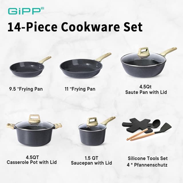 Detalle 2 de GiPP set pentole antiaderenti 14 pezzi