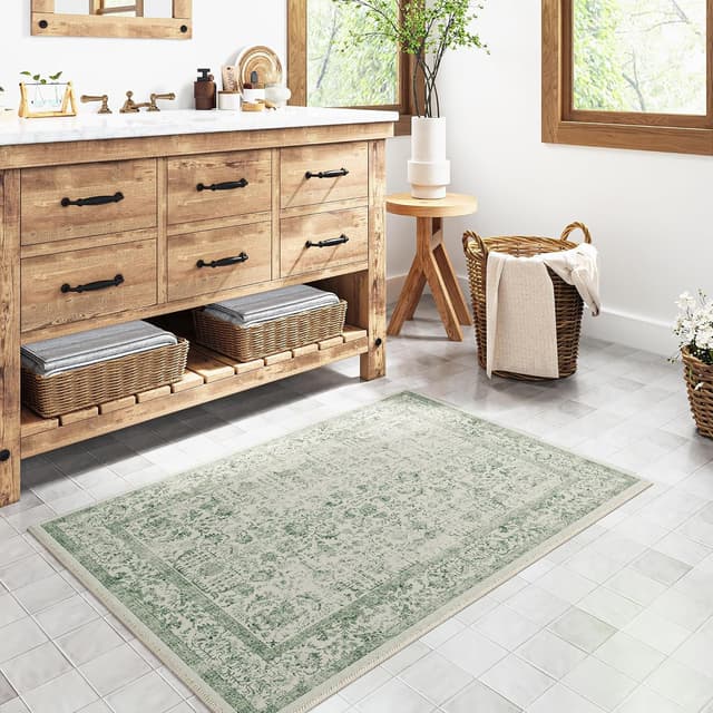 Thumbnail 6 de HUGEAR Vintage Grün Waschbarer Teppich 60x90 cm