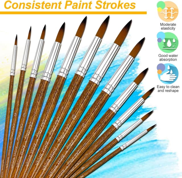 Thumbnail 1 de Paint Brushes Set 12 Pcs with Wooden Handle ๐