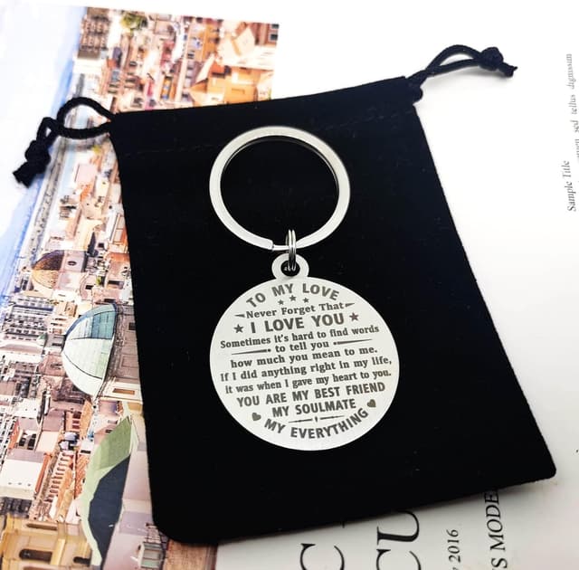 Detalle de ABBNT 12th Anniversary engraved steel keychain gift (steel pendant with laser engraving)