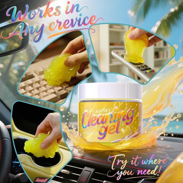 Thumbnail 6 de ASFSKY Tastatur Reinigungsgel (Zitronengelb) – Reinigungsknete für Auto-Innenraum, Tasten, Polster & Leder
