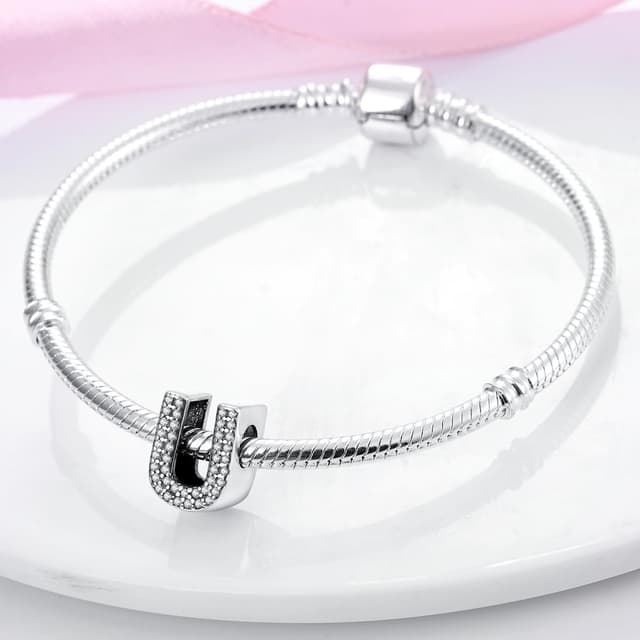 Detalle de CQWVB Buchstabe Charm-Anhänger A–Z aus 925 Sterling Silber – Alphabet Charms für Armband & Kette