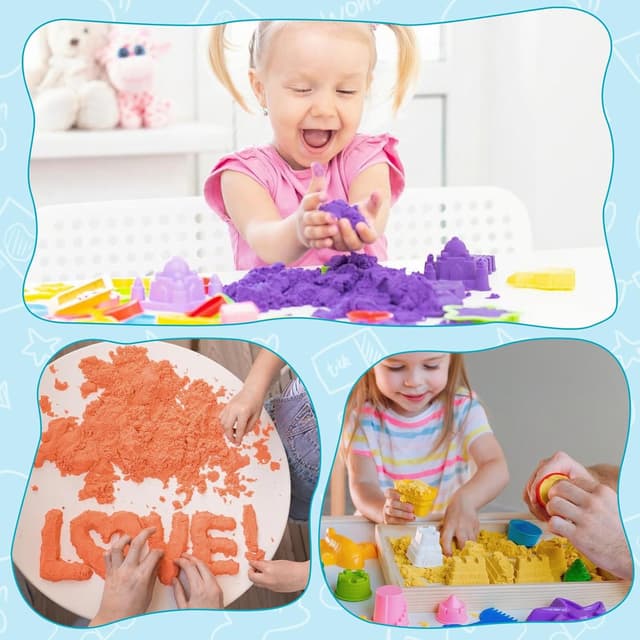 Thumbnail 6 de FURWEY 6.6lbs Play Sand (3-Color Mixed Packaging) Sensory Sand for Molding, Squeezing & Shaping