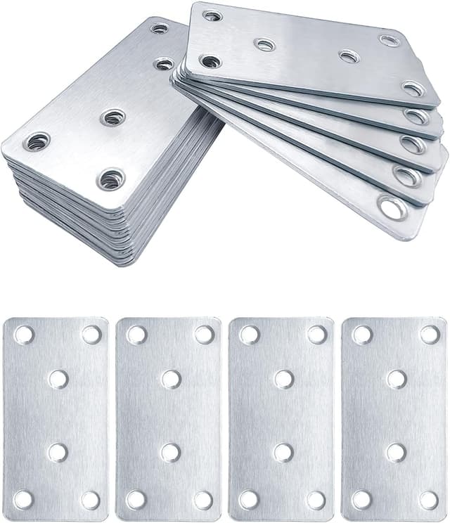 Detalle de BINCKIN Flachverbinder aus Edelstahl für Holzverbinder (80 × 40 × 1,8 mm Lochblech), 20 Stück